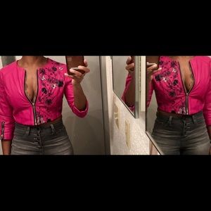 Pink Crop Leather Top/Jacket